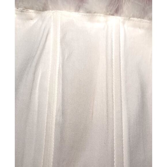 Sau Lee Jayde Sateen Jacquard Feather Hem Ivory White Mini Dress Size 14 - Picture 11 of 13